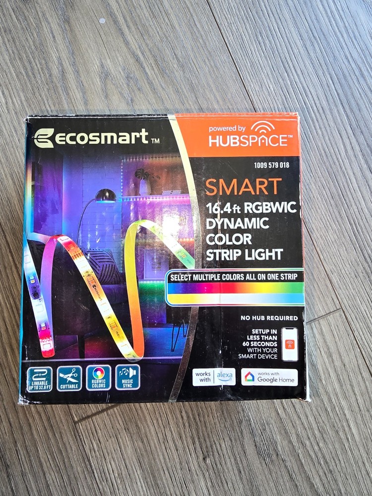 EcoSmart 16.4 ft. Smart RGBWIC Dynamic Color Changing Plug-In LED Strip Light