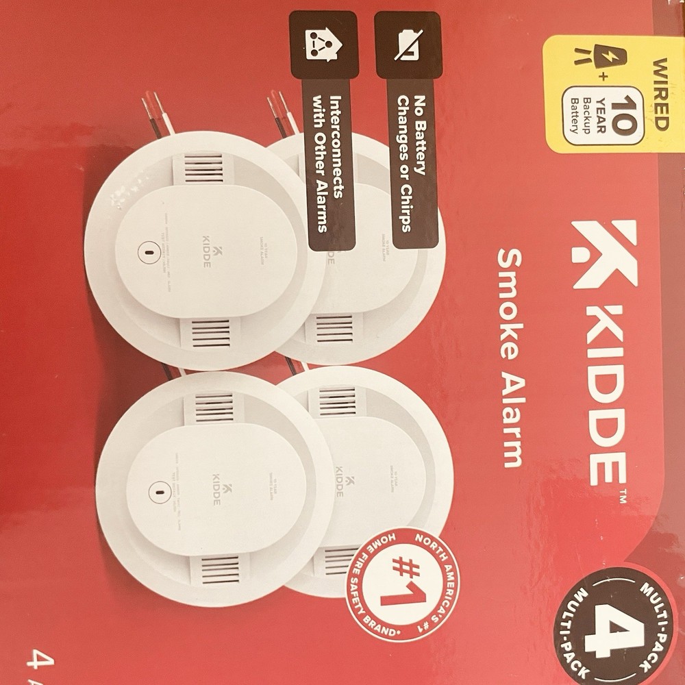 Kidde Hardwired Interconnected Smoke Detector w/Photoelectric Sensor 4 Pack