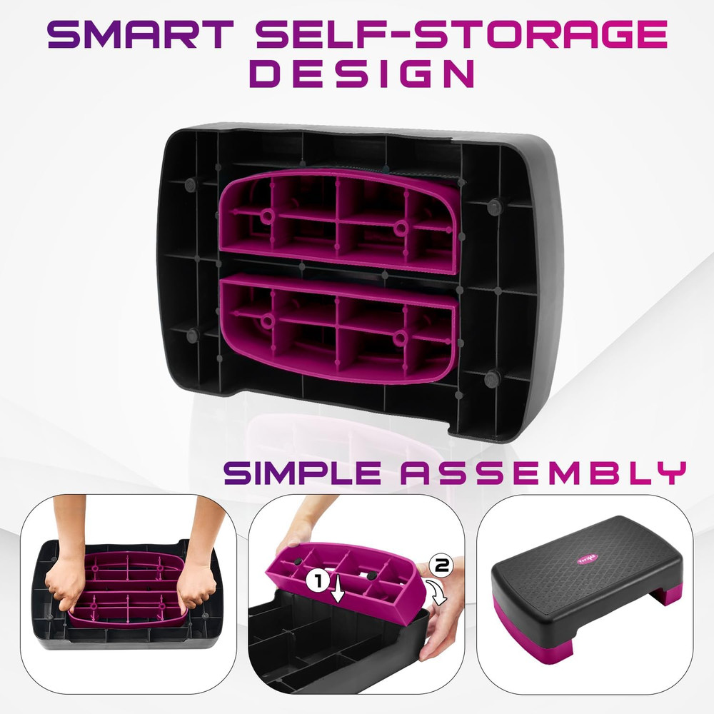 18.9" Aerobic Exercise Step Platform with 2 Risers, Adjustable Height Workout St
