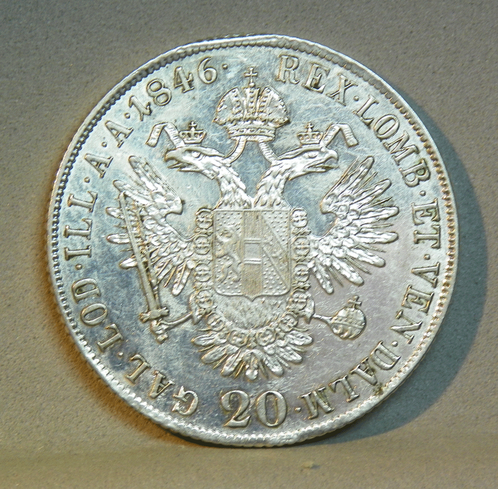 1846 AUSTRIA 20 Krutzers AU/Unc