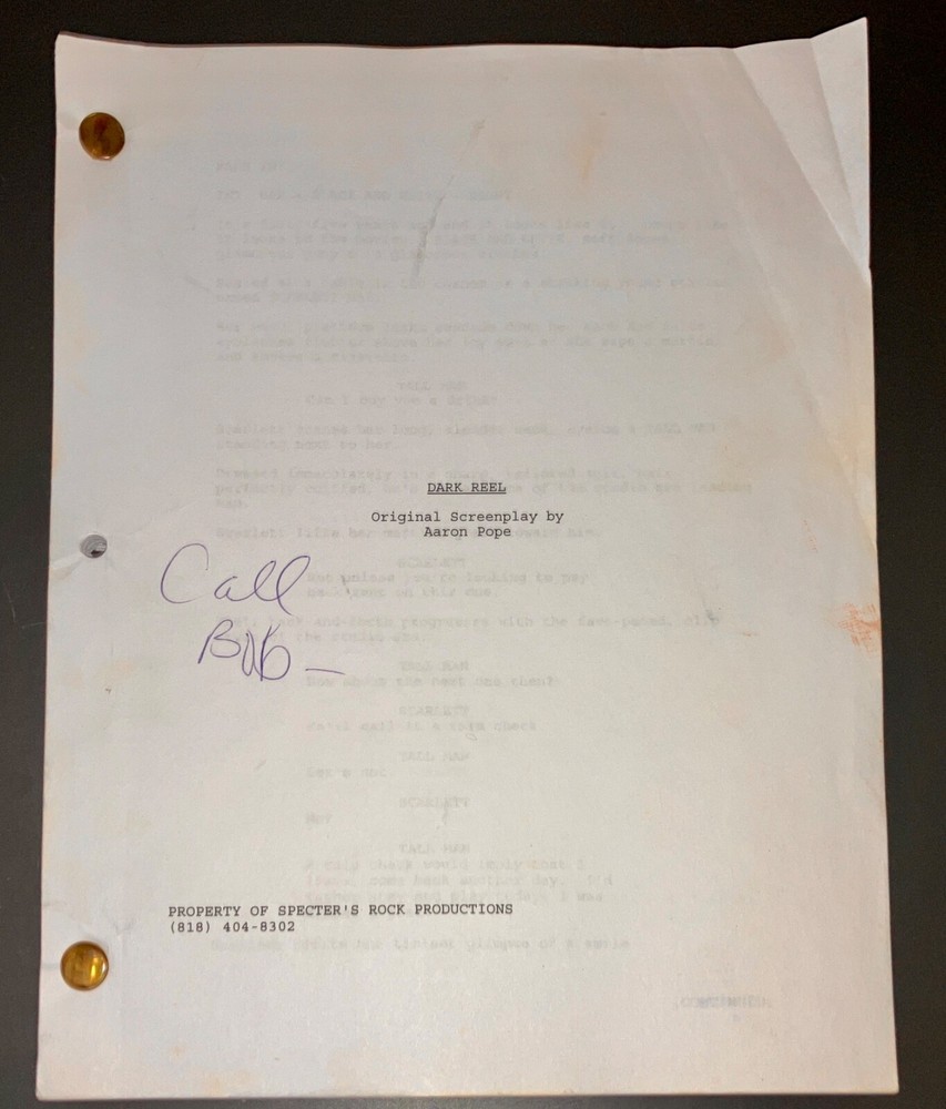 DARK REEL (2008) Horror Script w/Dead Body Highlights + Shooting Schedule + COA!