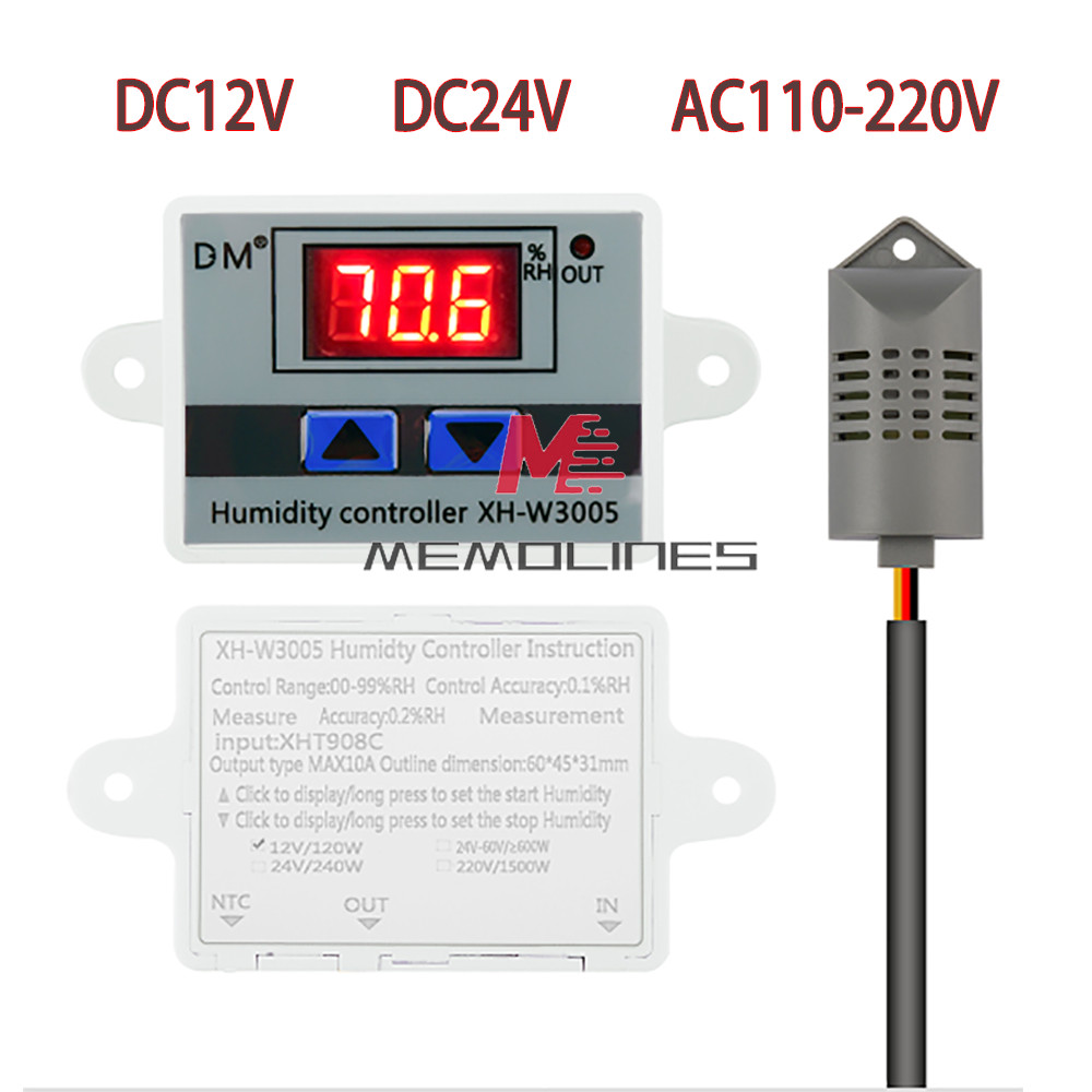 XH-W3005 DC/AC Digital LED Humidity Controller Hygrometer Switch Sensor New