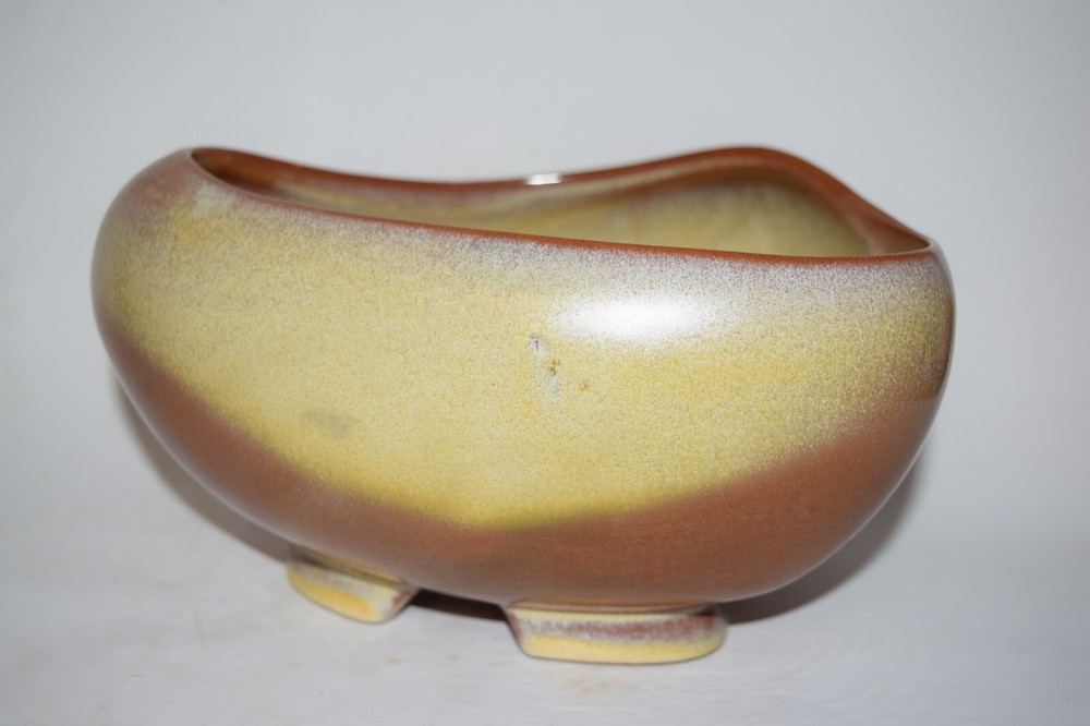 Frankoma Pottery #234 Egg Planter Bowl Brown Satin