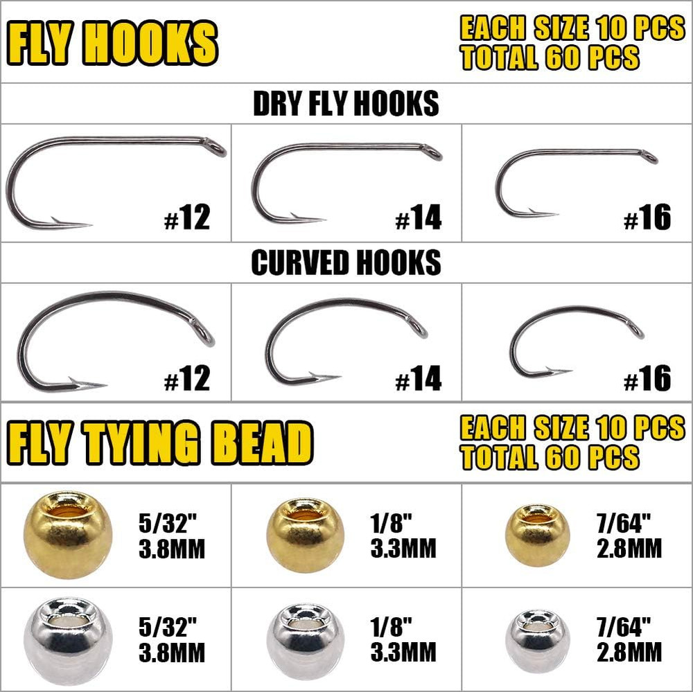 Beginner Fly Tying Kit - 120 Essential Materials and Tools Included