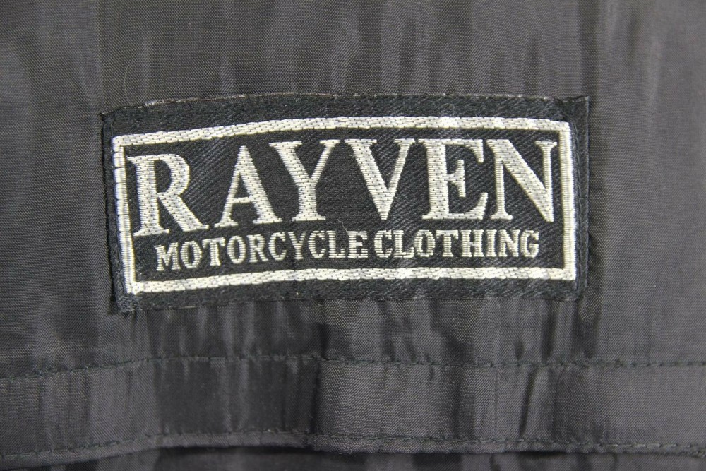 CLASSIC RAYVEN BLACK, BLUE, SILVER & WHITE LEATHER BIKER JACKET 38 INCH