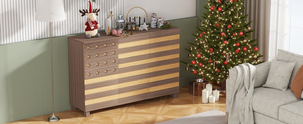 55" Buffet Sideboard w/3 Doors 2 Drawers, Kitchen Storage & Coffee Bar Console