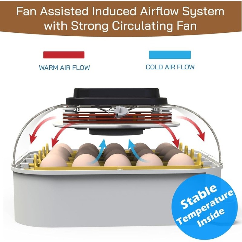 20 Egg Incubator with Humidity Display Egg Candler Automatic Egg Turner