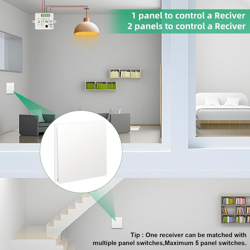 New 433MHz Wireless Remote Control Kinetic Self-powered Wall Light Switch