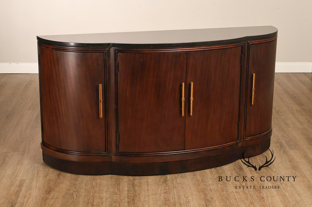 Bernhardt Art Deco Style Curved Front Sideboard With Black Granite Top