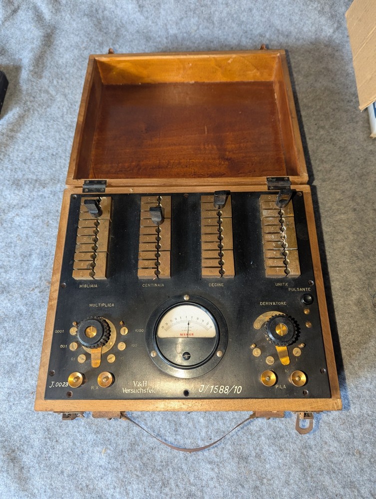 Antique Testing Set- Wheatstone Bridge, Wood Case, German