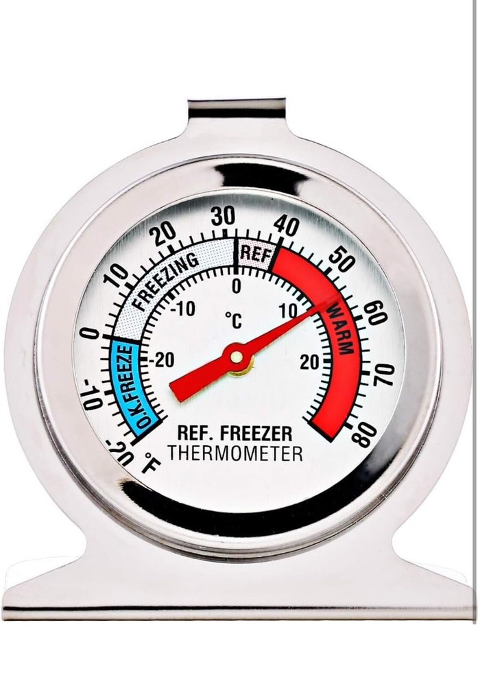 4 Pack Refrigerator Thermometer Classic Analog Large Dial with Red Indicator