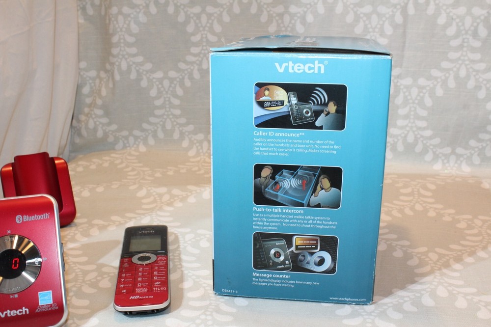 VTech DS6421-3 DECT 6.0 Cordless Digital Answering Machine Bluetooth RED A+++