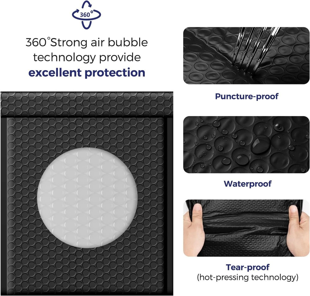 Black Bubble Mailers 8.5x12