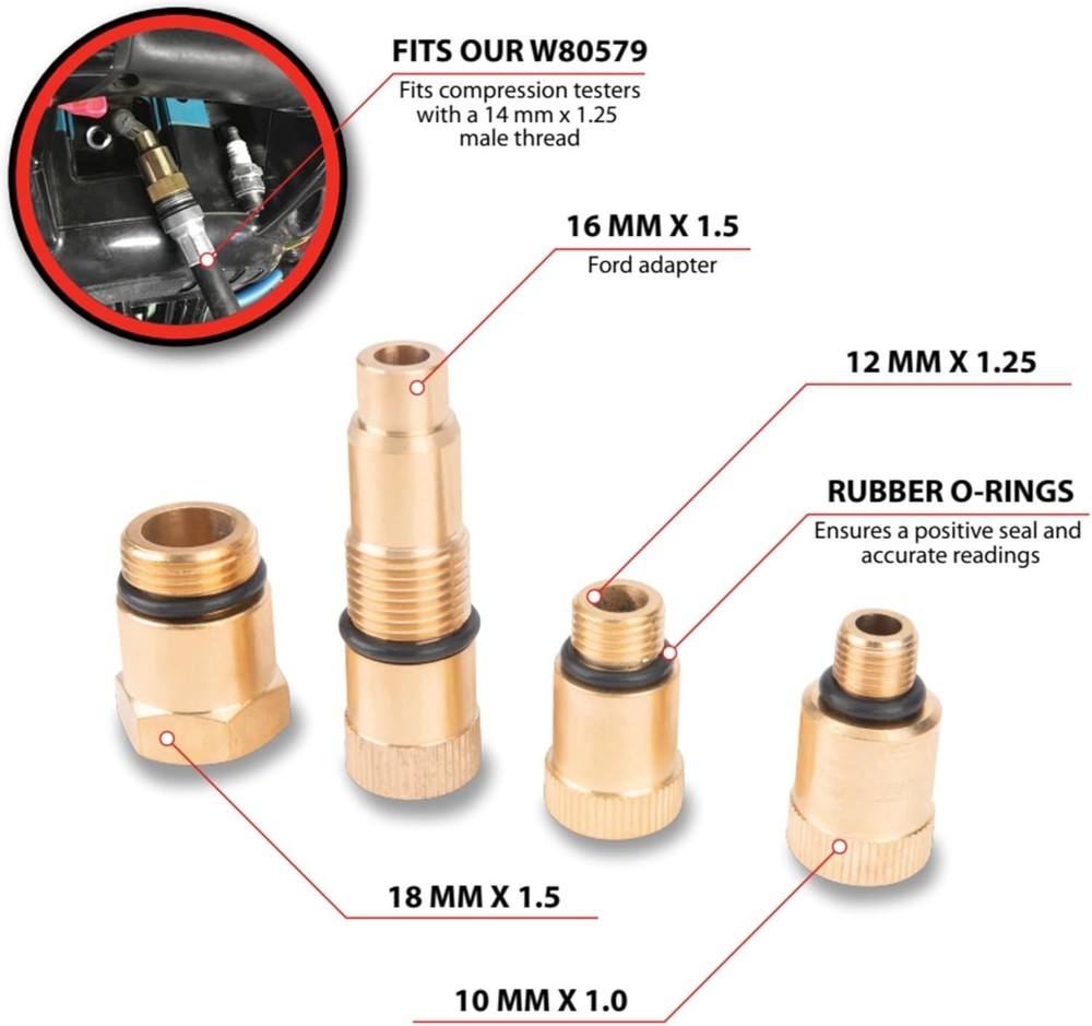 High-Quality W80577 Compression Tester Spark Plug Adapters - Durable & Accurate