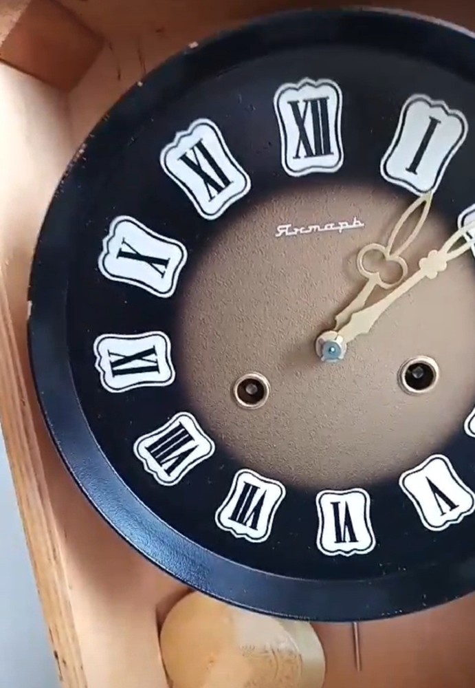 Vintage Wall-Mounted Clock Soviet Mechanical YANTAR. USSR Striking Clock.