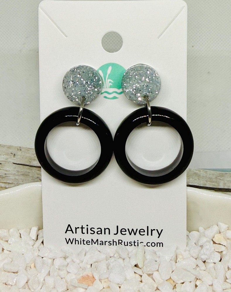 Resin Earrings post boho lightweight glitter