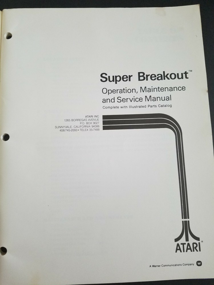 Original VINTAGE Atari Super Breakout Arcade Game Operation Manual (Complete)