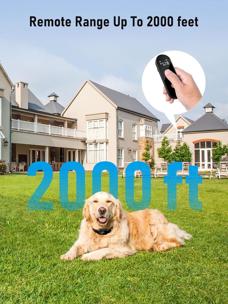 Dog Training Collar - Dog Shock Collar with Remote Range 2000FT, 3 Training Mode