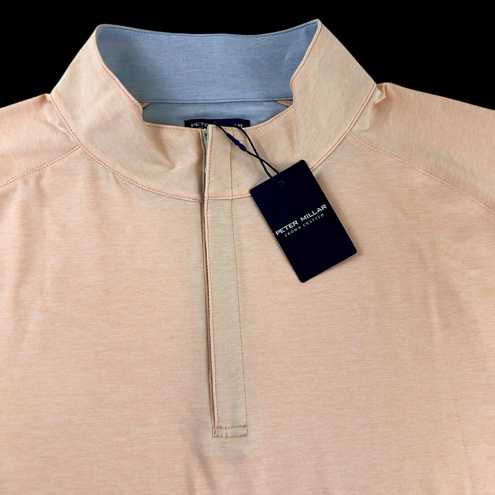 Peter Millar Crown Crafted Stealth Performance Quarter Zip Pullover Peach 2XL