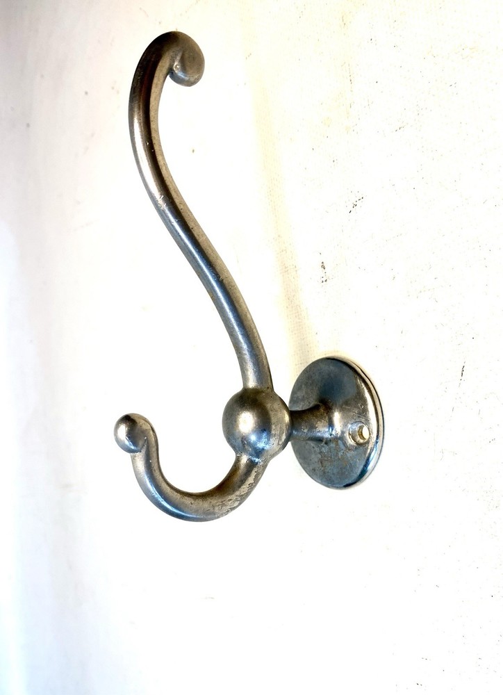 ANTIQUE LARGE NICKEL OVER BRASS ROBE HOOK