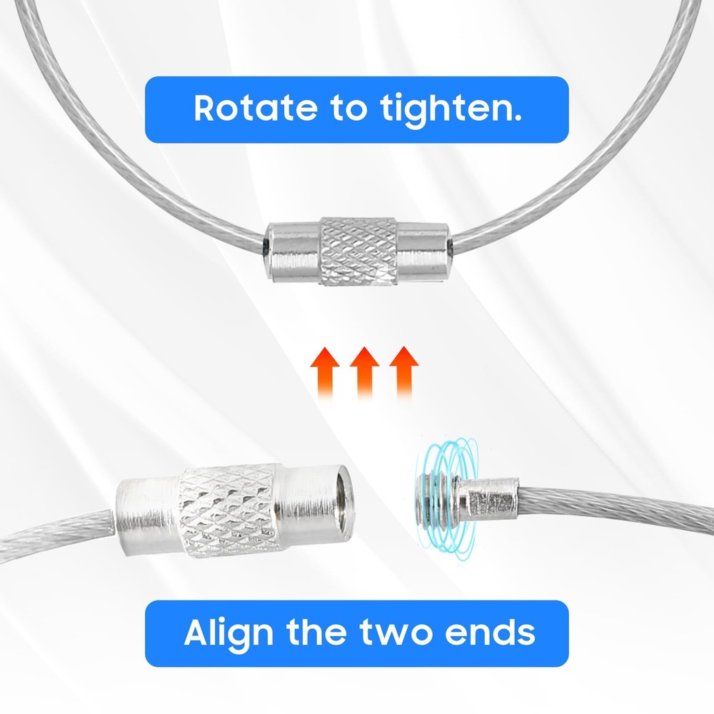 DFTOA-30 Pack 6 inch Extendable Wire Keychain Cable/Luggage Large, Silvery