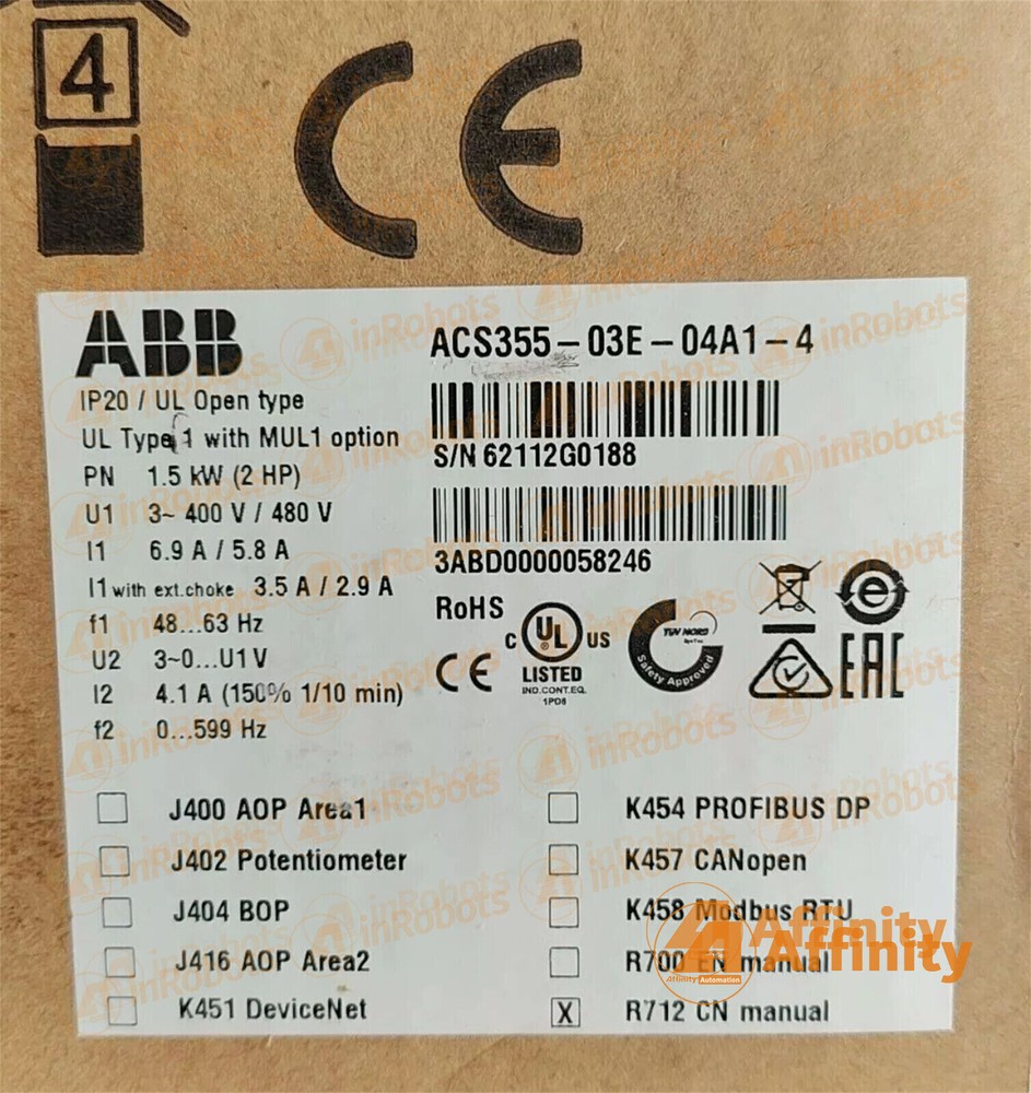 ABB ACS355-03E-07A3-4 Frequency converter 3kW 380V-480V 1PC