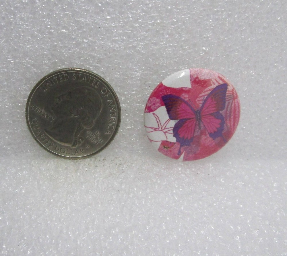 Pink Butterfly Button Pin