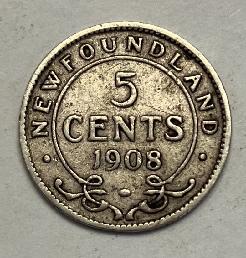 1908 Newfoundland Silver 5 Cents