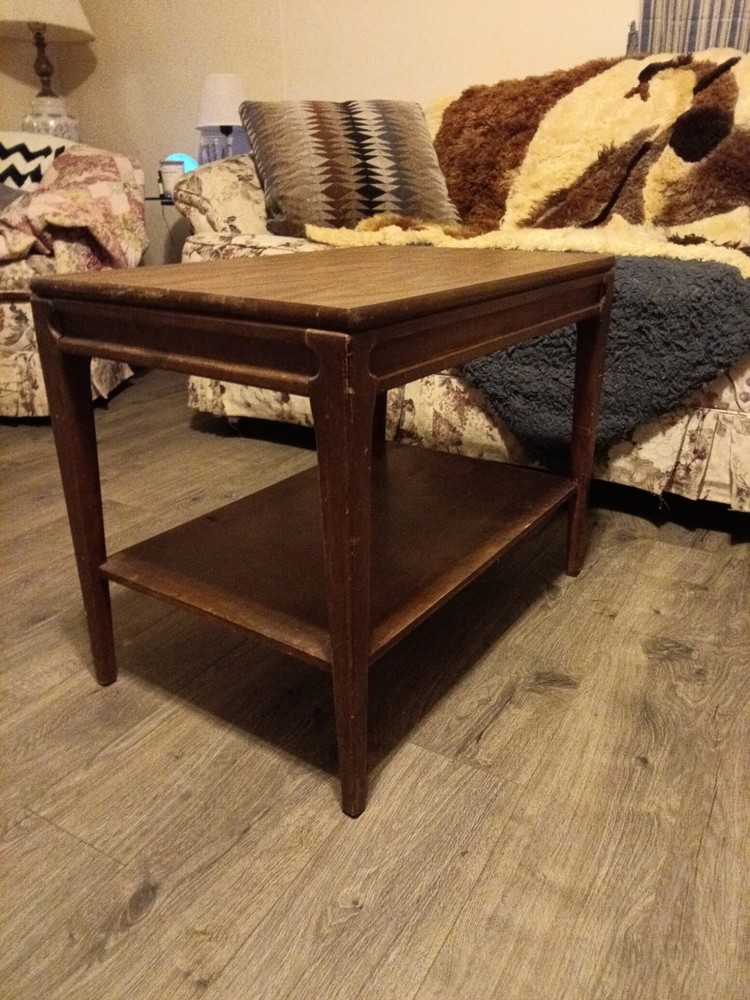 Mersman Antique Rectangular Wood Side Table with Lower Shelf Brown