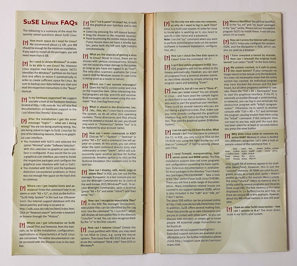 SuSE Linux 8.0 Professional 7-CD Box Set (Slim) Vintage Linux OS Manual 2000s PC