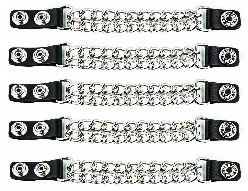 Double Chain Vest Extender Extension Bracelet MC Bikers Jacket Motorcycle - 5 Pc