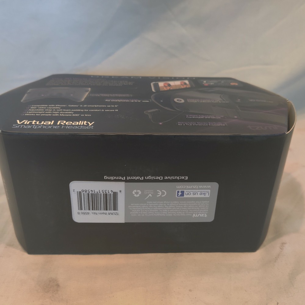 Dream Vision VR Virtual Reality 360 Smartphone Headset Earbuds iOS Android Black