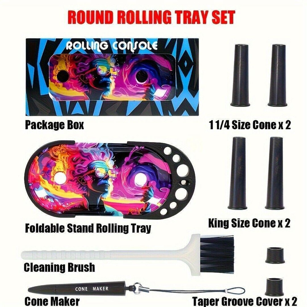 Tinplate Rolling Tray Cone Loader Set, Metal Foldable Stand Rolling Tray Console
