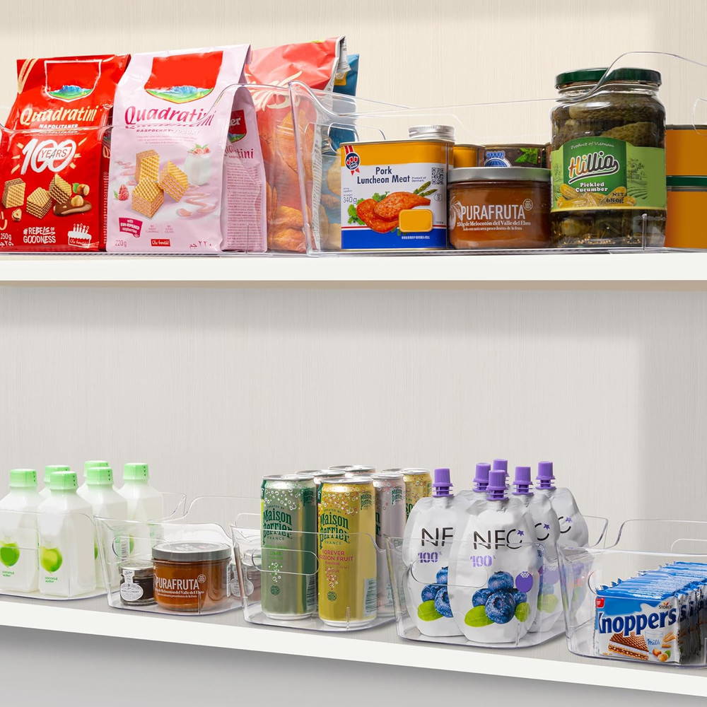 Set 8 Clear Plastic Storage Bins, 2 Extra Large and 6 Small Storage Containers