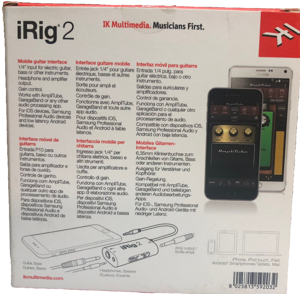 IK Multimedia iRig 2 Guitar Interface for iOS and Mac