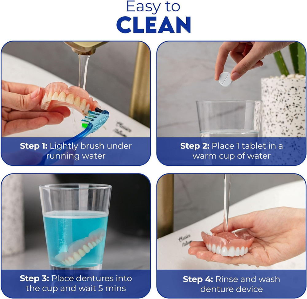 Secure Daily Cleansing Tablets - Ph 9 Formula Thoroughly Cleans Dentures - FSA