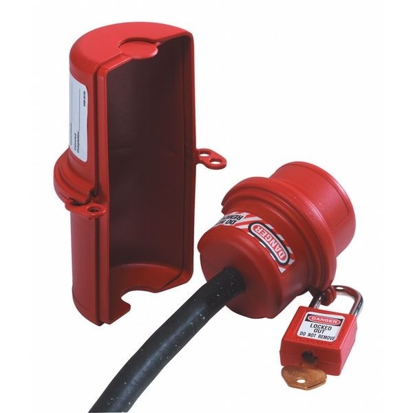 Master Lock 487 Plug Lockout, Red, 9/16In Shackle Dia.