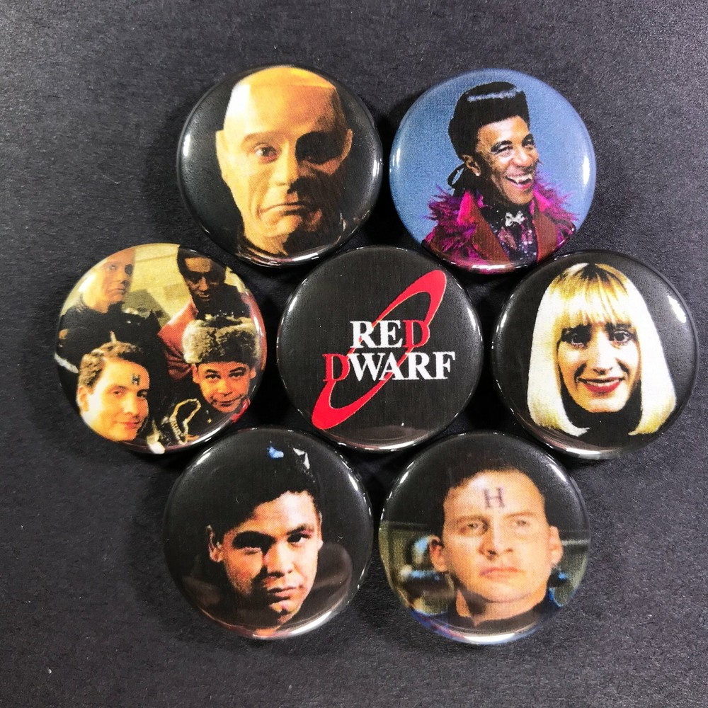 Red Dwarf 1" Button Pin Set (7 Pins Total) British Comedy Space Sci-Fi