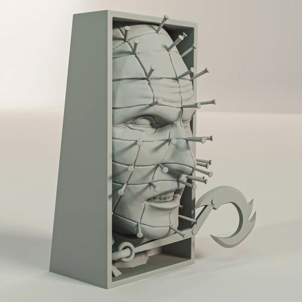 Pinhead Hellraiser Book Nook - Cenobite Horror Bookshelf Insert Decor
