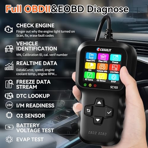OBD2 Scanner, SC103 Car Code Reader, Diagnose Engine Light Smog Check