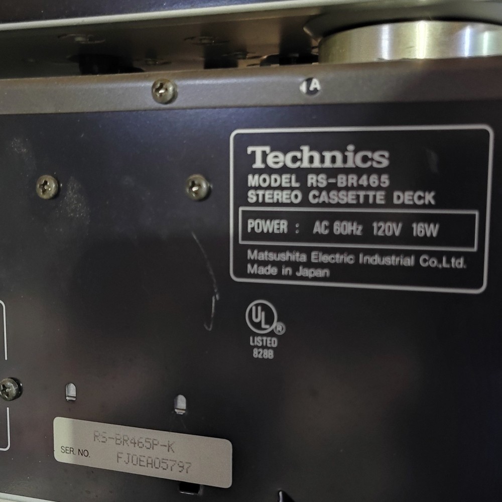 Technics RS-BR465 Stereo Cassette Deck Black Quick Reverse Auto Reverse
