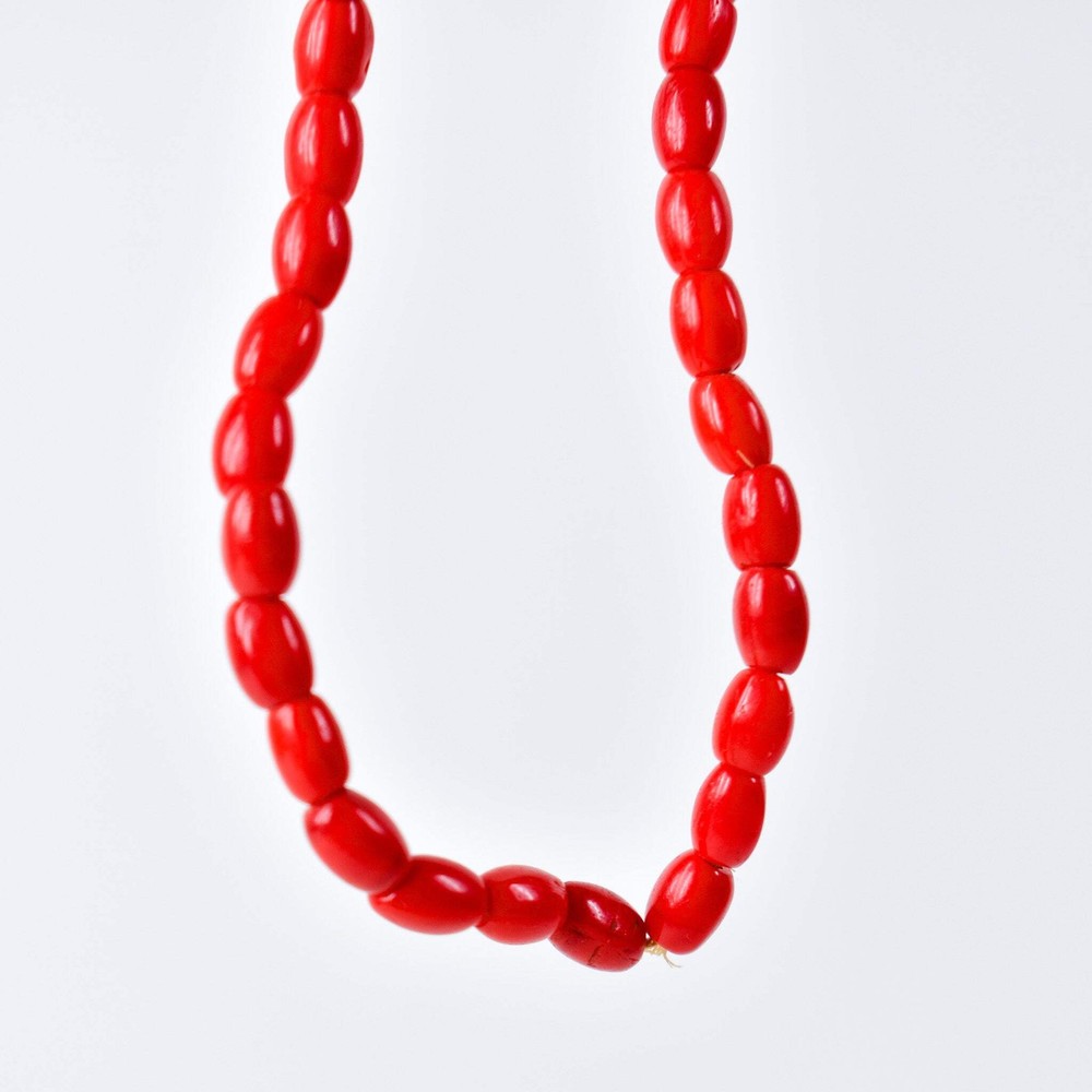 Bohemian Rice Molded Red Trade Beads