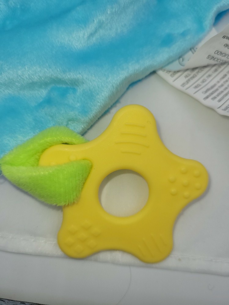 Cudlie Duck Lovey Security Blanket Pacifier Holder Teether Activity Blue Yellow