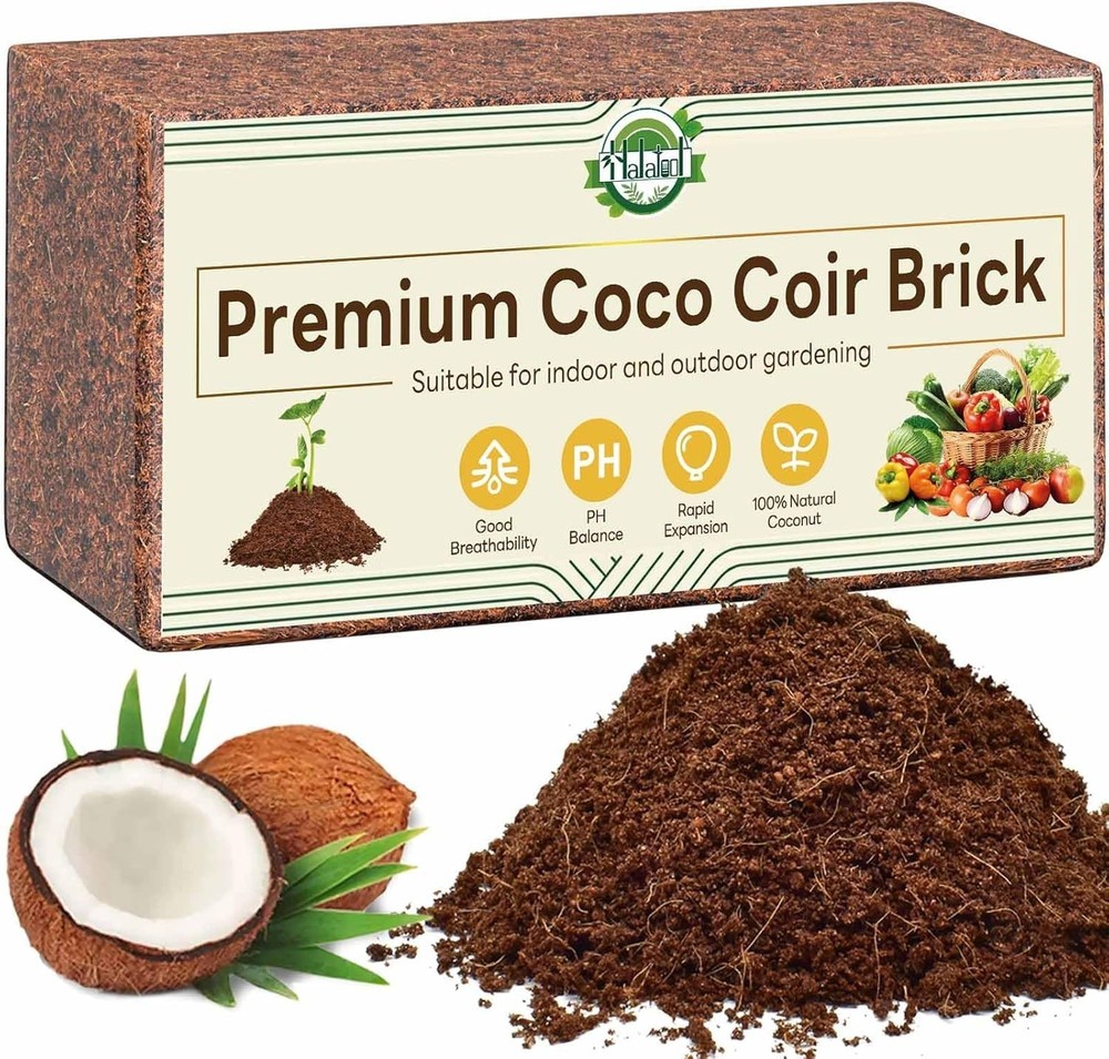 Coco Coir Brick 1Pc Compressed Coconut Fiber Soil Low EC pH Balanced Seed Starte