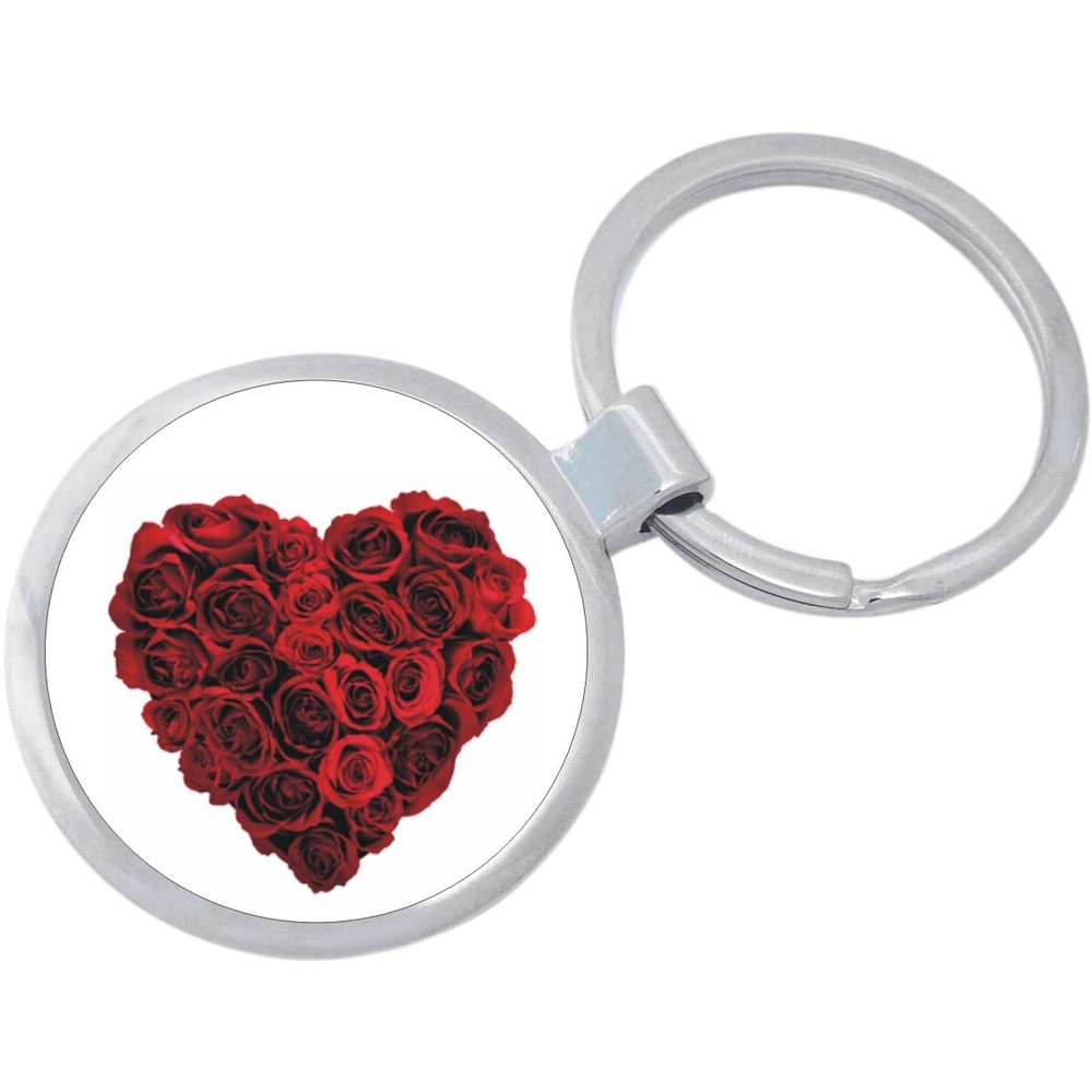 Red Rose Heart Keychain - Includes 1.25 Inch Loop for Keys or Backpack