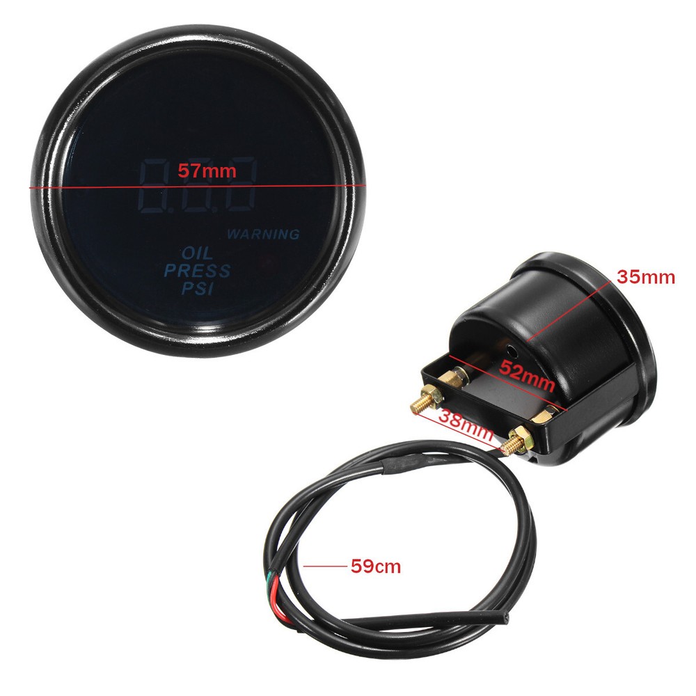 2" 52mm Digital LED Electronic Oil Pressure Gauge + Sensor Meter Kit Universal
