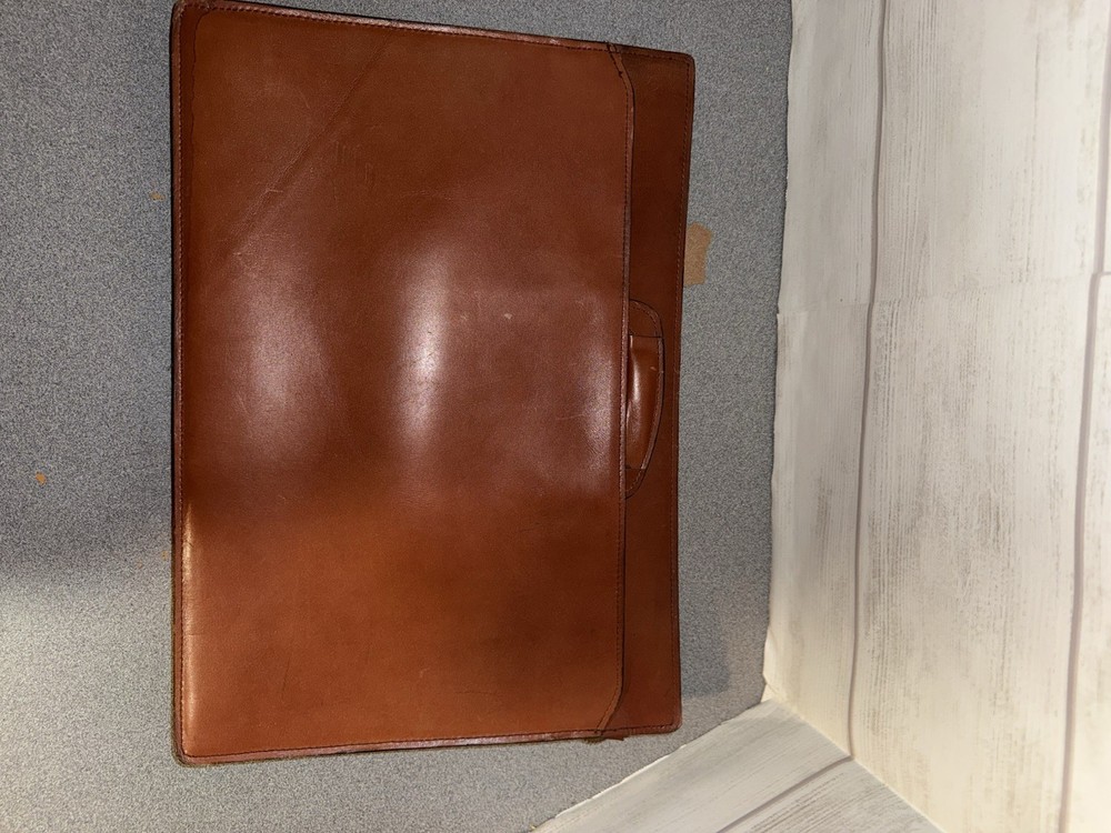 Vtg Sears Genuine Leather Briefcase , Document , Portfolio ,retractable Handle
