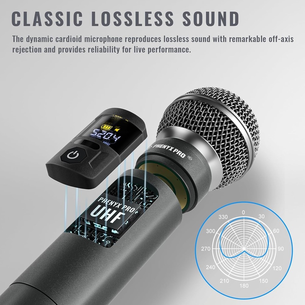 Wireless Microphone System Cordless Dynamic Microphones for Singing, Karaoke