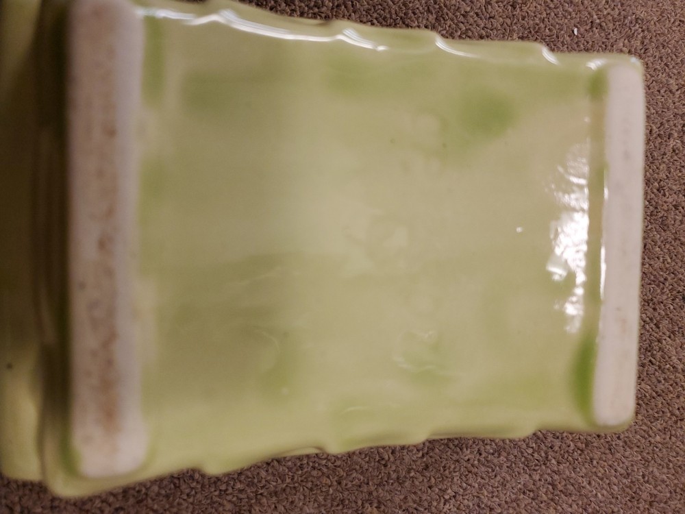 Cookson Pottery Vintage Light Lime Green Rectangular Footed Planter Dish 2807
