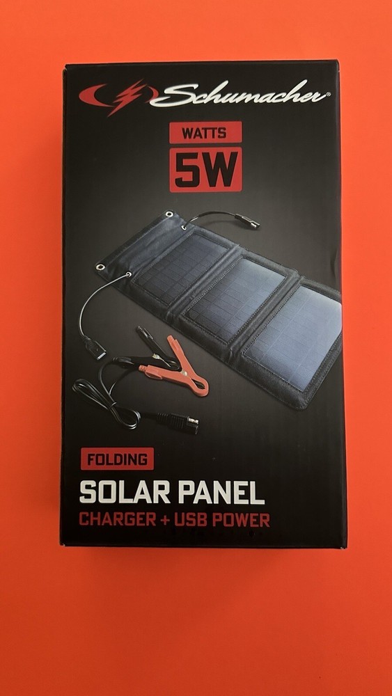 Schumacher 5 Watts Folding Solar Panel Charger + USB Power